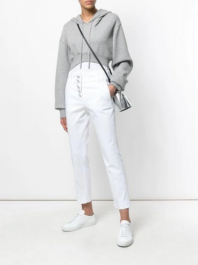 Shop Dondup Cropped Trousers In White