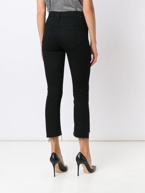 Mother The Insider Crop Distressed High-rise Flared Jeans In Black