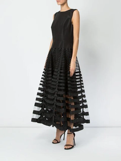 Shop Oscar De La Renta Organza Striped Dress In Black
