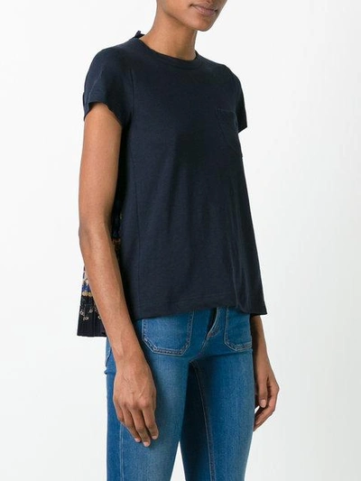 Shop Sacai Tribal Lace Panelled T-shirt In Blue