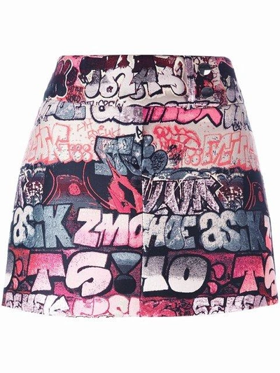 Shop Giamba Printed Mini Skirt - Pink