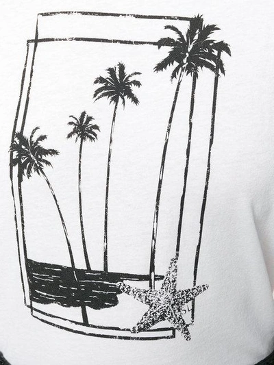 Shop Saint Laurent Palm Print Ringer T-shirt In 9744 Naturel
