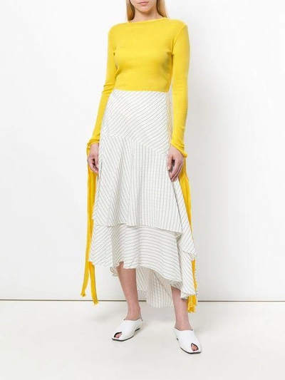 Shop Jw Anderson Tied Sleeve Sweater - Yellow