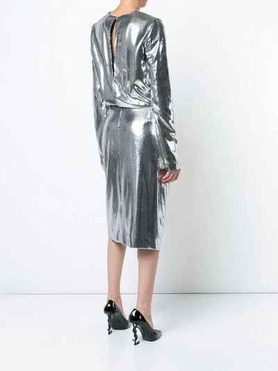Shop Saint Laurent Gathered Waist Dress - Grey
