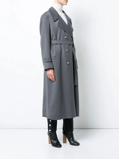 Shop Giuliva Heritage Collection Double Breasted Trench Coat In Grey
