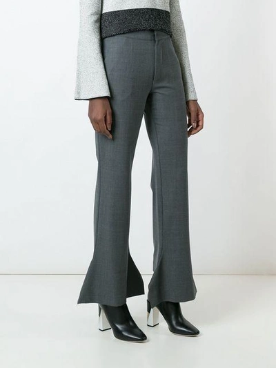 Shop Erika Cavallini 'olive' Flared Trousers In Grey