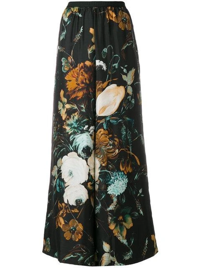 Shop Antonio Marras Floral Print Palazzo Trousers - Black