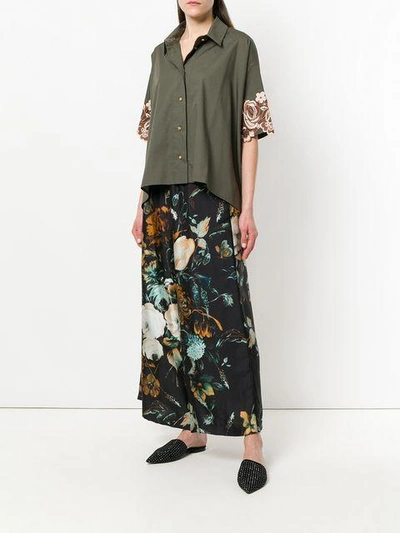 Shop Antonio Marras Floral Print Palazzo Trousers - Black