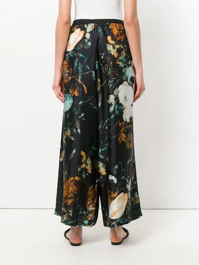 Shop Antonio Marras Floral Print Palazzo Trousers - Black