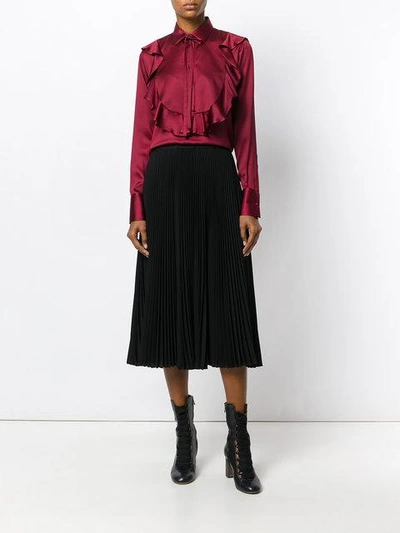 Shop Valentino Bib Blouse With Frill - Red