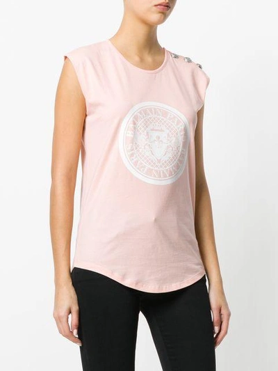 Shop Balmain Printed T-shirt - Pink