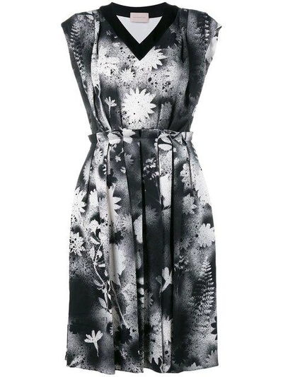 Shop Christopher Kane Floral-print Spray Dress In Black