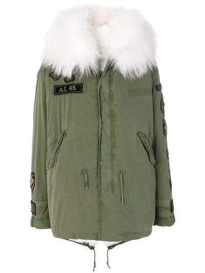 Shop As65 Fur-lined Embroidered Parka In Green