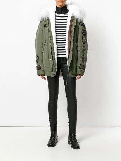 Shop As65 Fur-lined Embroidered Parka In Green
