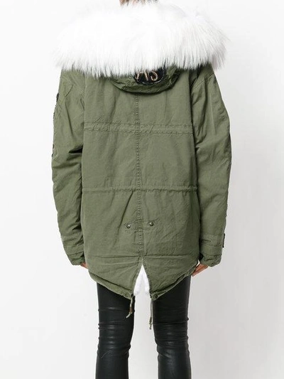 Shop As65 Fur-lined Embroidered Parka In Green