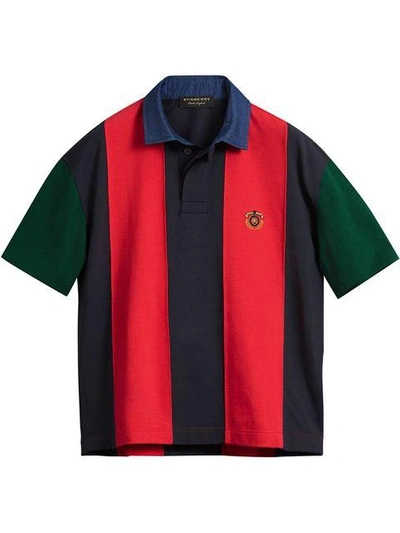 Shop Burberry Reissued Striped Polo Shirt - Red