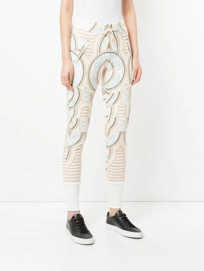 Shop Pierre Balmain Patterned Tapered Trousers In White