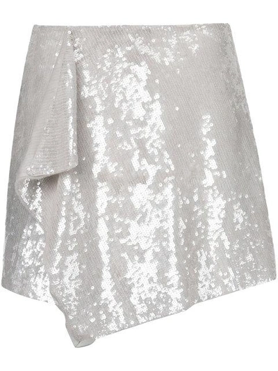 Shop Alberta Ferretti Asymmetric Draped Sequin Skirt