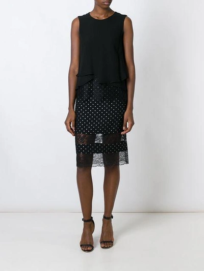 Shop Givenchy Star Embroidered Lace Panel Skirt - Black