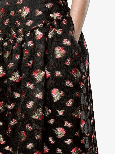 Shop Simone Rocha Floral Embroidered Full Midi Skirt In Black