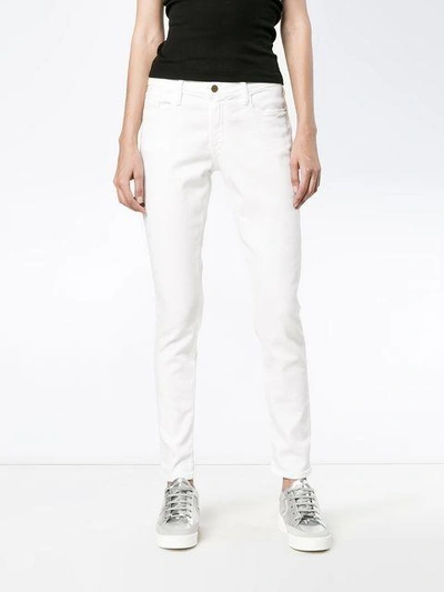 Shop Frame Le Garcon White Mid Rise Skinny Jeans