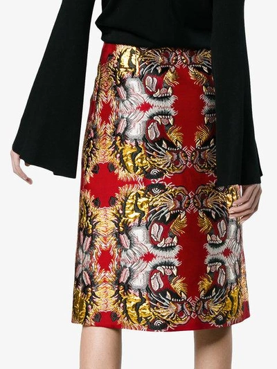 Shop Gucci Lurex Jacquard Skirt In Red