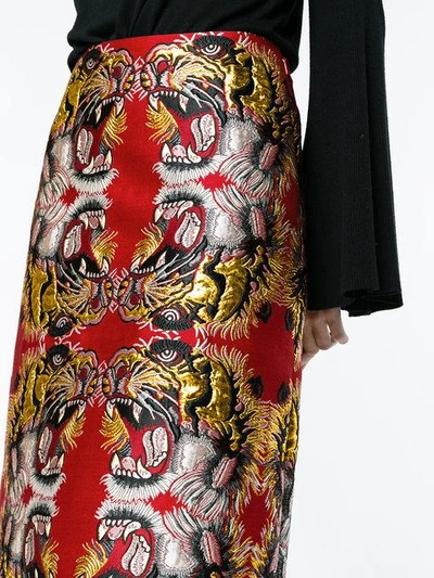 Shop Gucci Lurex Jacquard Skirt In Red
