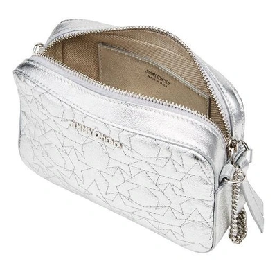 Shop Jimmy Choo Quinn Silver Graphic Star Quilted Metallic Nappa Leather Mini Bag