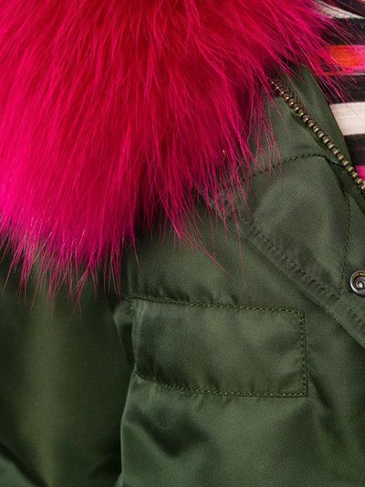 Shop Mr & Mrs Italy Fur Collar Padded Parka - Green