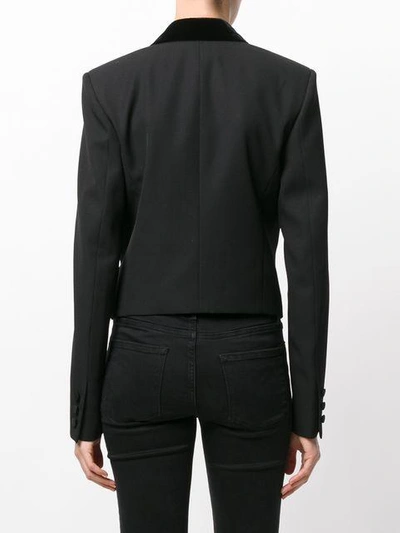 Shop Saint Laurent Crystal Stud Iconic Le Smoking Spencer Cropped Jacket