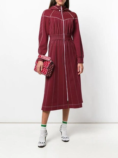 Shop Valentino Vltn Hammered Satin Dress In Red