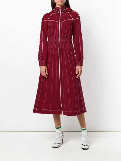 Shop Valentino Vltn Hammered Satin Dress In Red