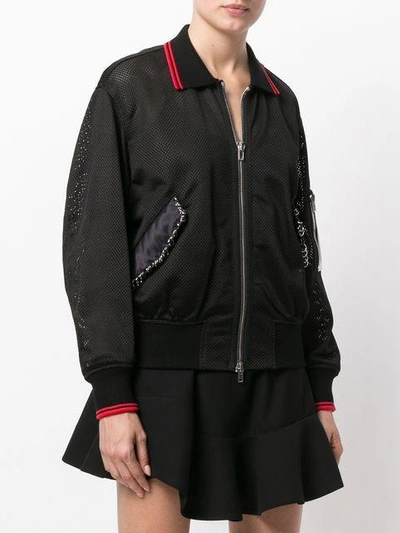 Shop Alexander Wang Mesh Bomber Jacket In Black