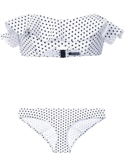 Shop Lisa Marie Fernandez Polka Dot Frill Bikini - White