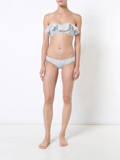 Shop Lisa Marie Fernandez Polka Dot Frill Bikini - White