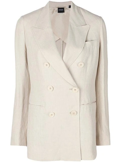 Shop Aspesi Double Breasted Blazer In Neutrals