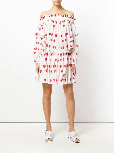 Shop Alexander Mcqueen Off-shoulder Printed Dress