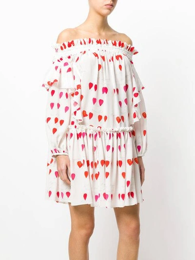 Shop Alexander Mcqueen Off-shoulder Printed Dress