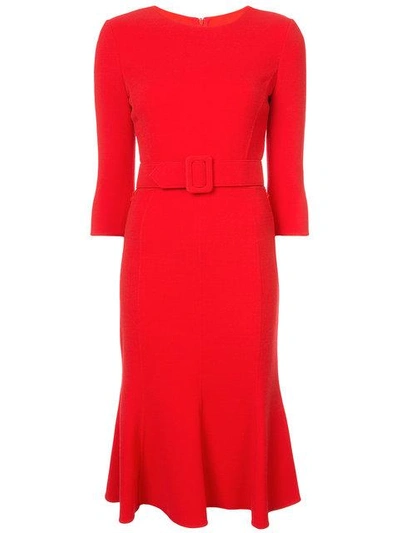 Shop Oscar De La Renta Belted Fishtail Shift Dress - Red