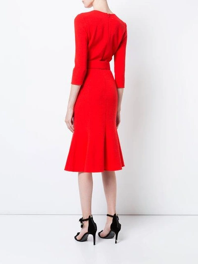 Shop Oscar De La Renta Belted Fishtail Shift Dress - Red