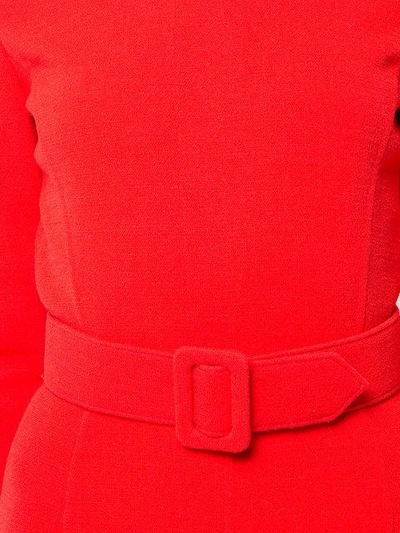 Shop Oscar De La Renta Belted Fishtail Shift Dress - Red