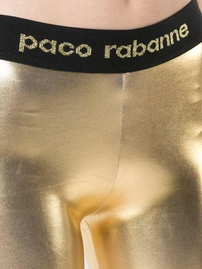 Shop Paco Rabanne Metallic Logo Leggings