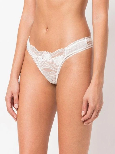 Shop La Perla Lapis Lace Thong In White