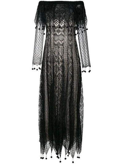 Shop Alexander Mcqueen Pom Pom Lace Dress In Black