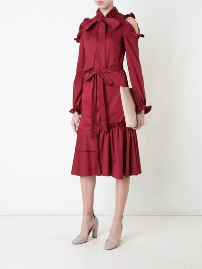 Shop Anna October Cut-out Shoulders Flared Dress In Red