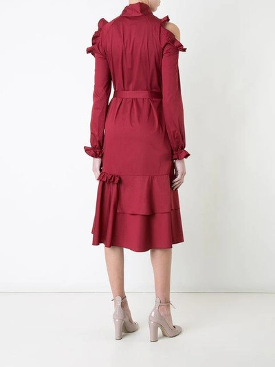 Shop Anna October Cut-out Shoulders Flared Dress In Red