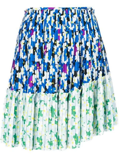 Shop Kenzo Floral Leaf Mini Skirt In Blue