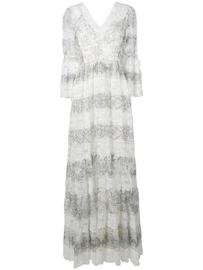 Shop Etro Long Lace Dress In White