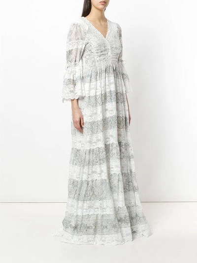 Shop Etro Long Lace Dress In White