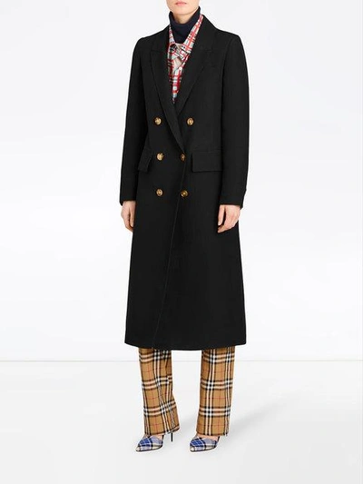 Shop Burberry Linen Silk Tailored Coat In Black